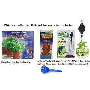 New Chia Gourmet Herb Garden + Mini Plant Genie+ Easy Reach Plant Pulley Bundle